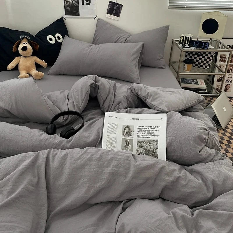 Canvanation Gris / 180x220cm Full Housse de Couette Unie – 100% Polyester Coton Toucher Doux, 300TC, Qualité Grade A