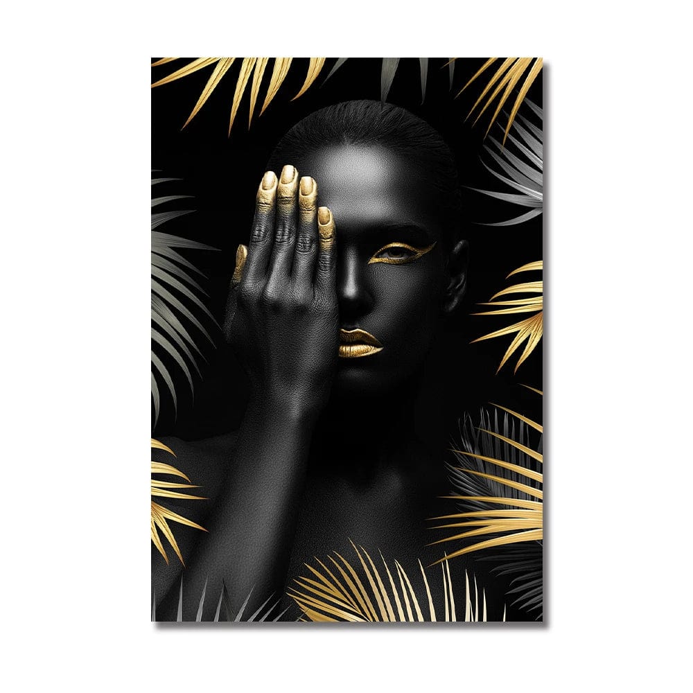 Canvanation PC 70264 / 30x45cm Affiche Visage Femme africaine Or Fleurs