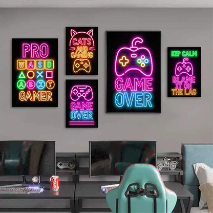 Affiche Neon Art Gaming Zone