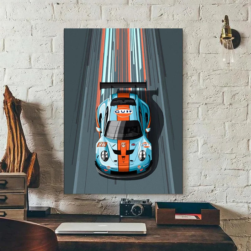 Affiche Voiture Sport Course Formule Porsche