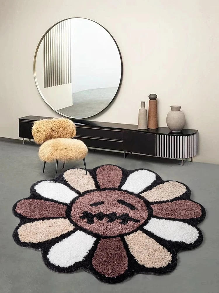 Canvanation Tapis De Chambre - Visage Souriant En Forme De Fleur