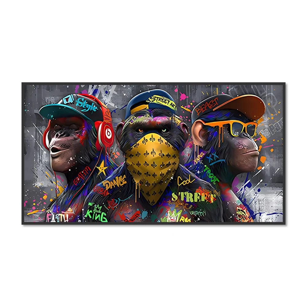 Canvanation 40x80 cm Poster Graffiti Trois Singes Street Art