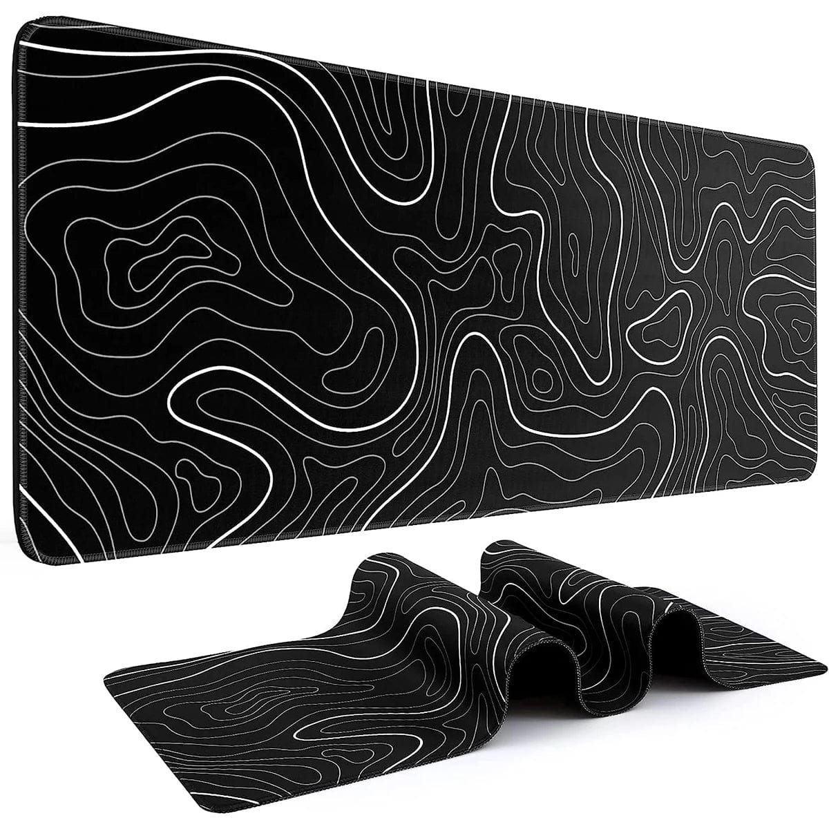 Canvanation 80x30 Cm Tapis De Souris - Topographic Noir Et Blanc