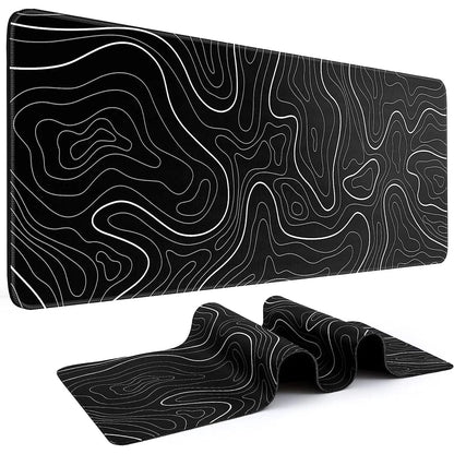 Canvanation 80x30 Cm Tapis De Souris - Topographic Noir Et Blanc