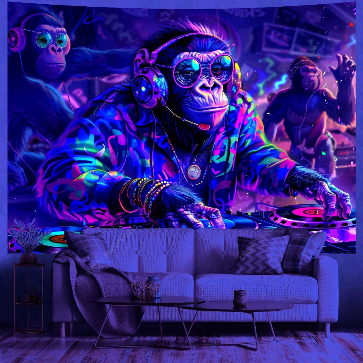 Canvanation WF1066 / 130x150cm Tapisserie  - Dj UV : Ajoutez une ambiance électrisante à votre intérieur