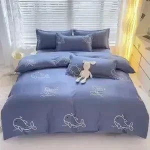 Canvanation 4 / 1.8X2.2M quilt cover Couette en Polyester & Coton – Style Pastoral, Impression Réactive Motifs Plantes et Rayures