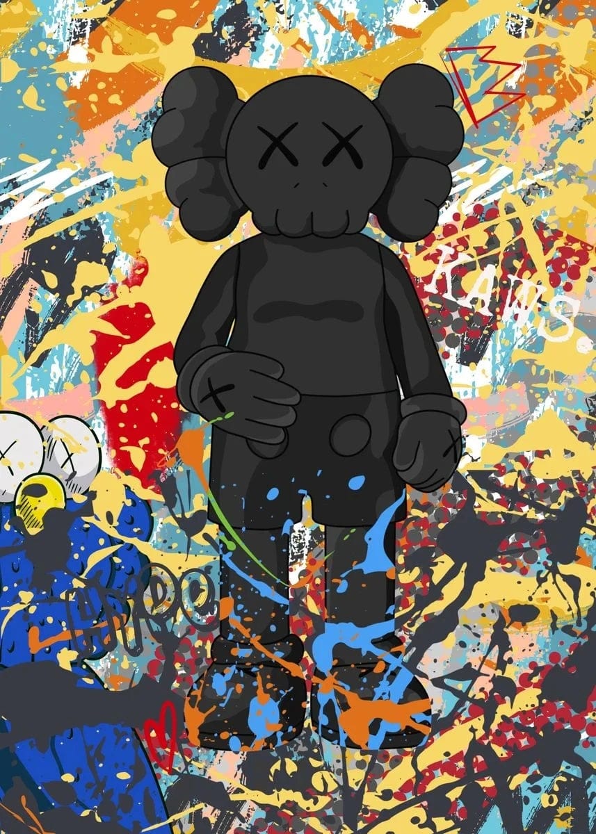 Affiche Street Art Noir Kaws