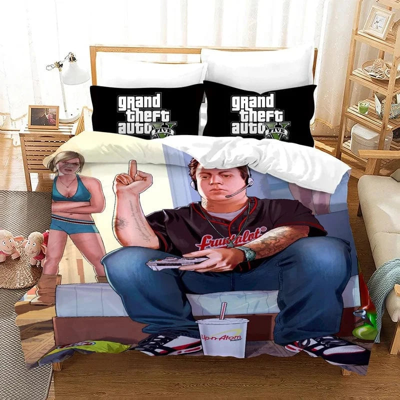 Canvanation 4 / 228x228cm 3pcs Housse De Couette - Game GTA V, Grand Theft Auto 5
