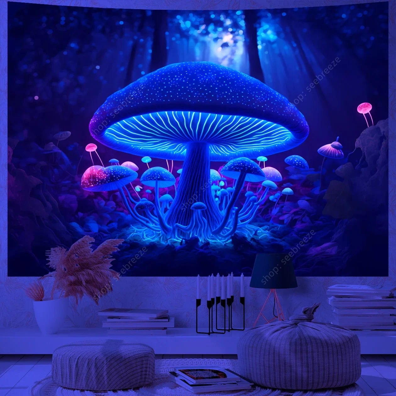 Canvanation WF0564 / 180x230cm Tapisserie Champignon Fantastique Réactif UV