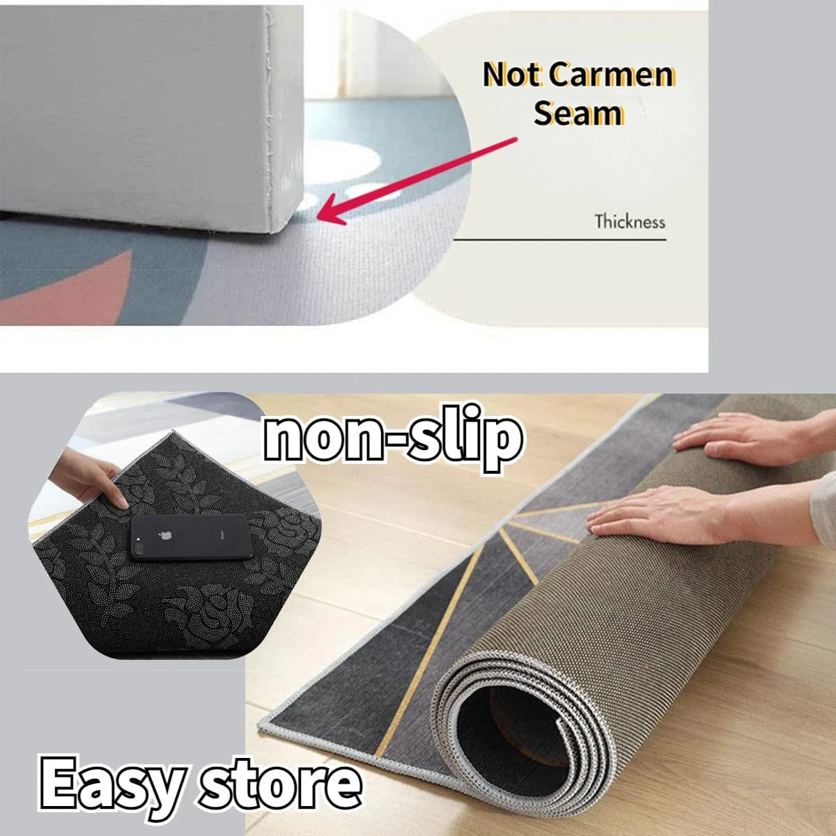 Canvanation Tapis Berbère rectangulaire rétro moderne – Impression 3D, antidérapant & absorbant
