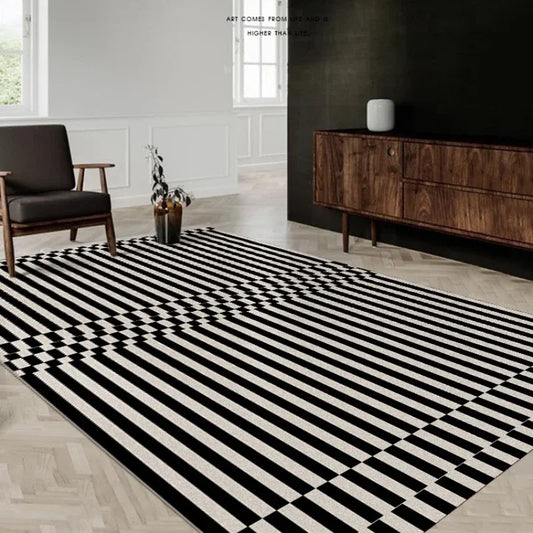 Tapis De Chambre - Noir Et Blanc Géométrique