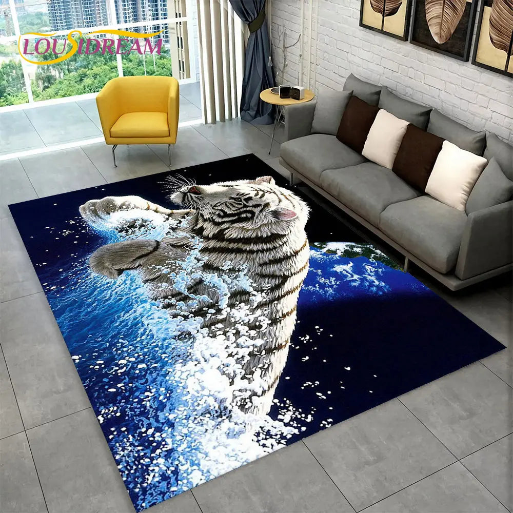 Tapis De Chambre - 3D Tigre Leopard Cheetah