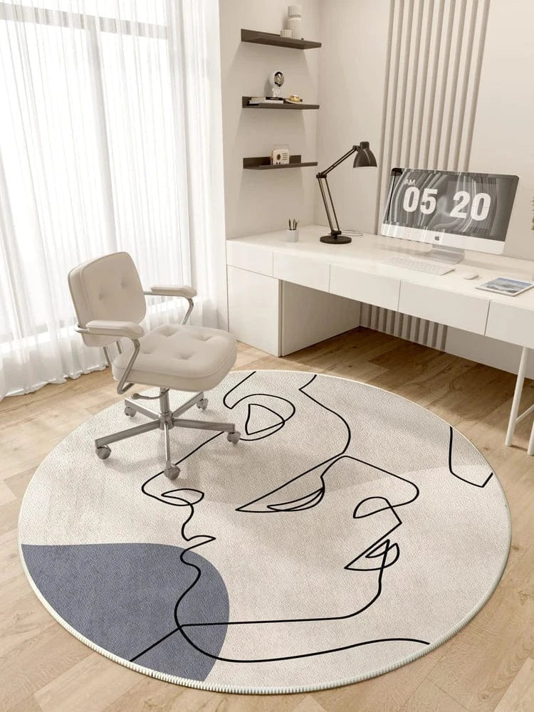 Canvanation K / 200x200CM Tapis Rond Moderne à Rayures – Super Doux Et Résistant Au Temps
