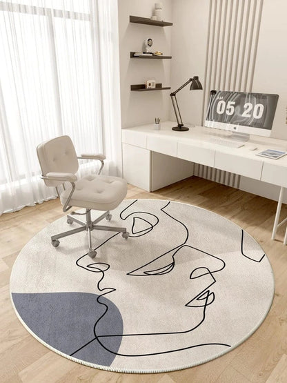 Canvanation K / 200x200CM Tapis Rond Moderne à Rayures – Super Doux Et Résistant Au Temps