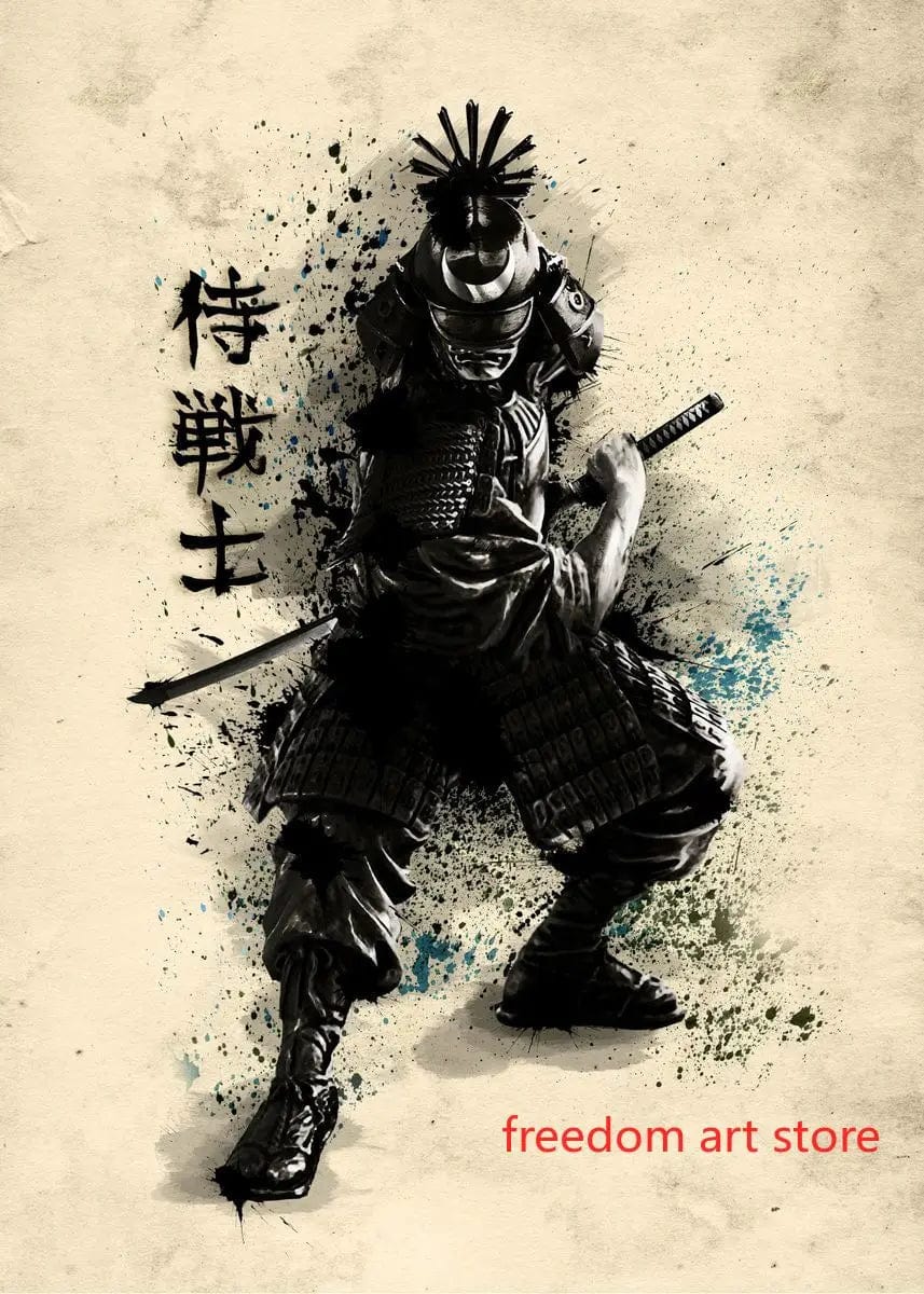 Poster D'art Japonais Geisha Samurai