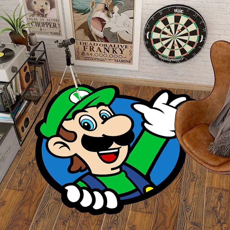 Tapis De Chambre Rond - En Forme De Mario