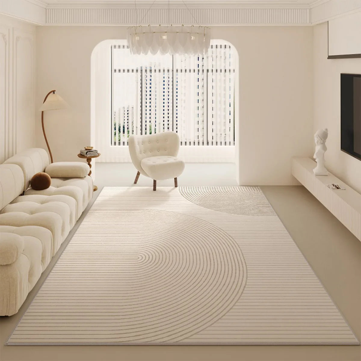 Grand Tapis De Salon - Rond Beige Salon