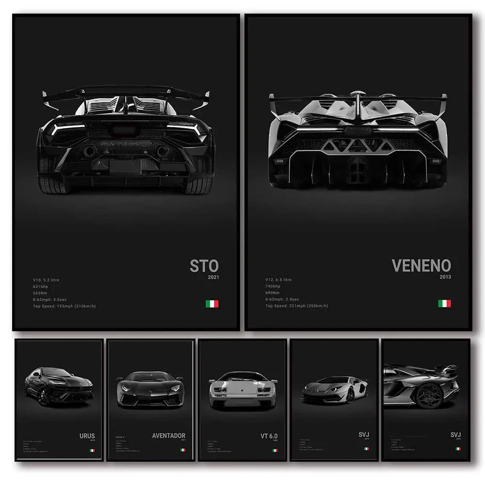 Affiche Voiture Lamborghini Luxe Sto Veneno Urus Aventador SVJ