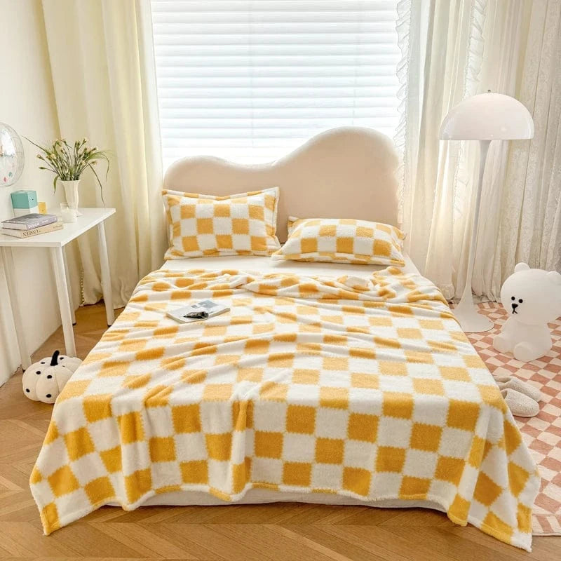 Canvanation Orange / 200x230cm Plaid Chauffant – Motifs Cartoon Rétro, Ultra-Doux et Confort Hiver