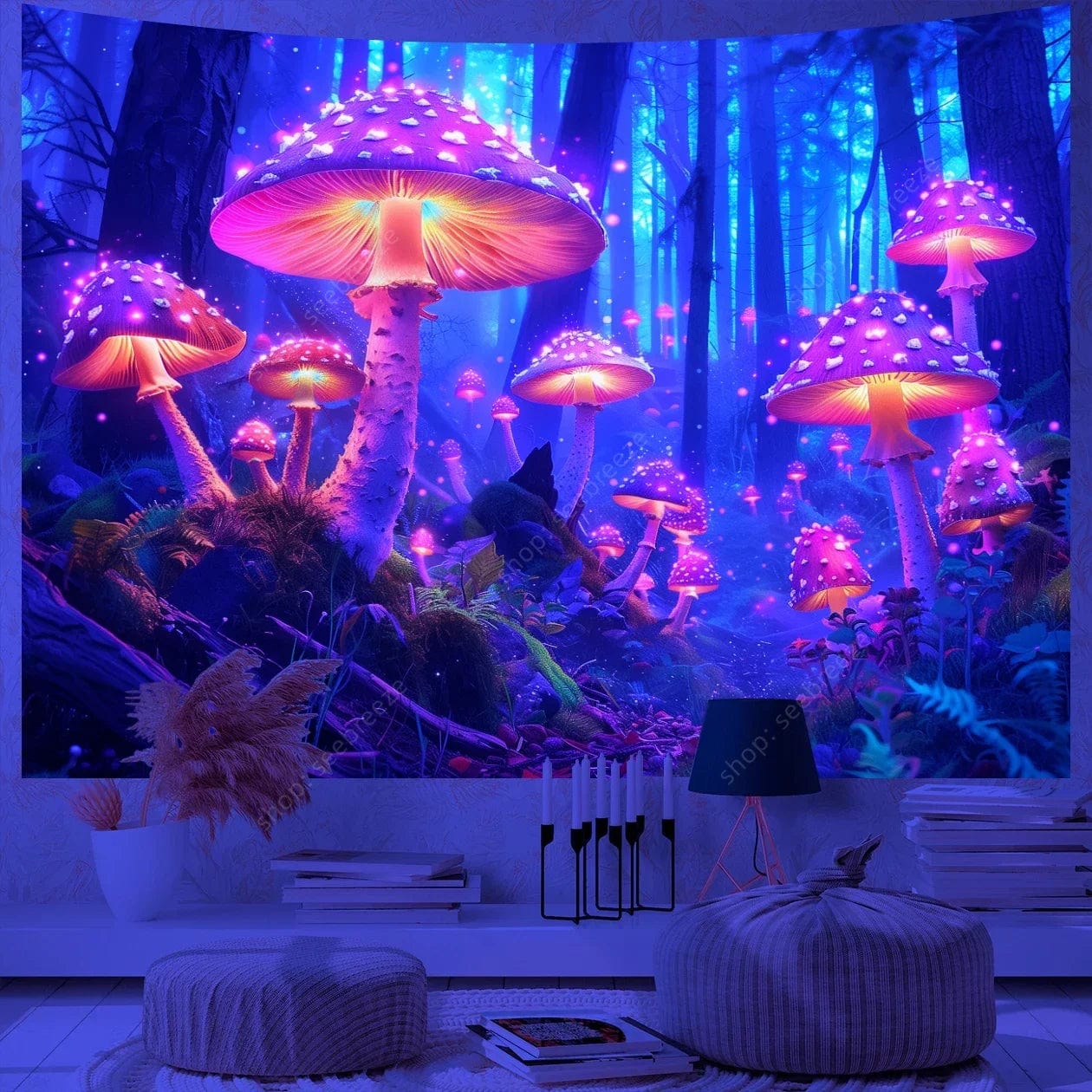 Canvanation WF0792 / 180x230cm Tapisserie Champignon Fantastique Réactif UV