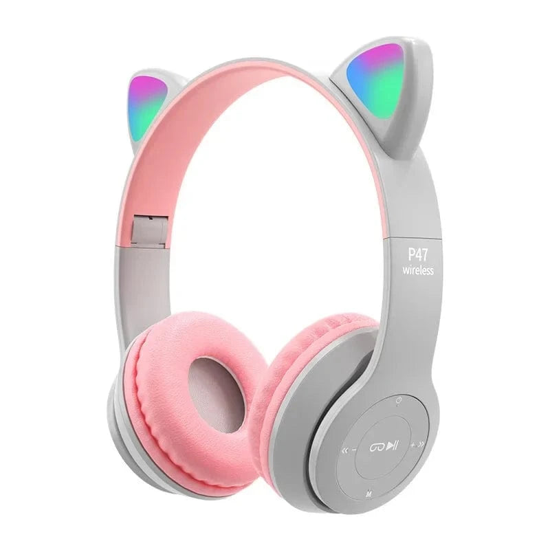 Canvanation Gris Casque Sans Fil Oreilles de Chat LED