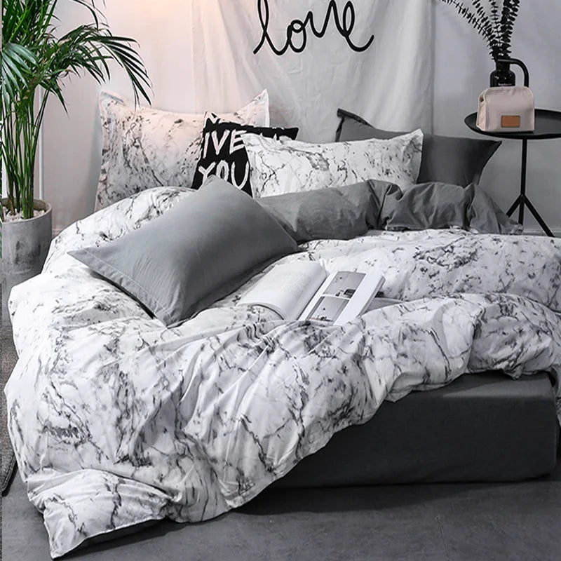 Housse De Couette - 3pcs Pour Couple Noir Et Blanc