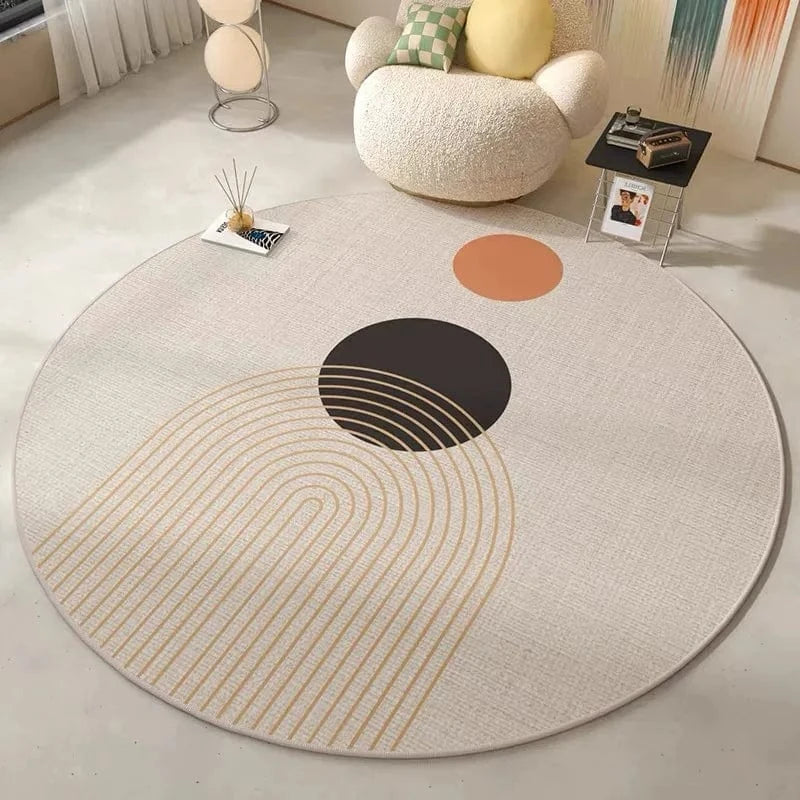 Canvanation SJR 4 / 120X120CM Tapis De Salon Rond - Style Bohème En Velours Cristal Super Doux