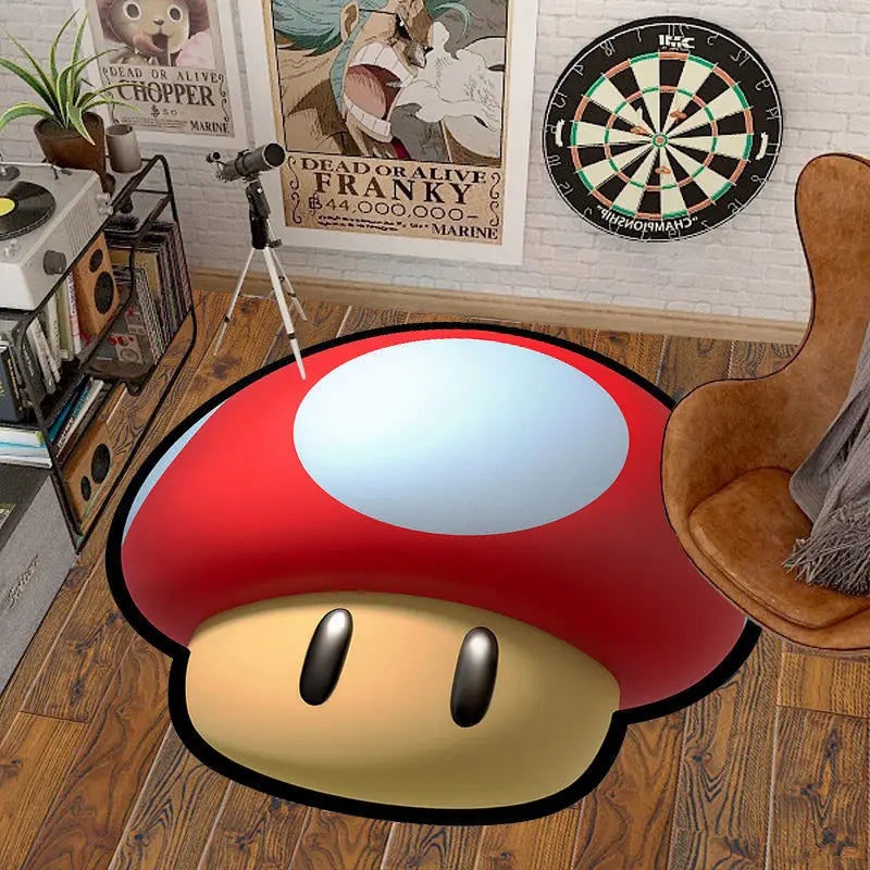 Tapis De Chambre Rond - En Forme De Mario