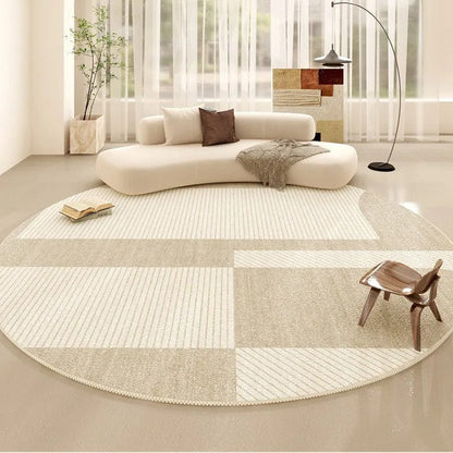 Canvanation 10 / Diametre 120cm-47in Tapis De Salon Rond Beige Salon
