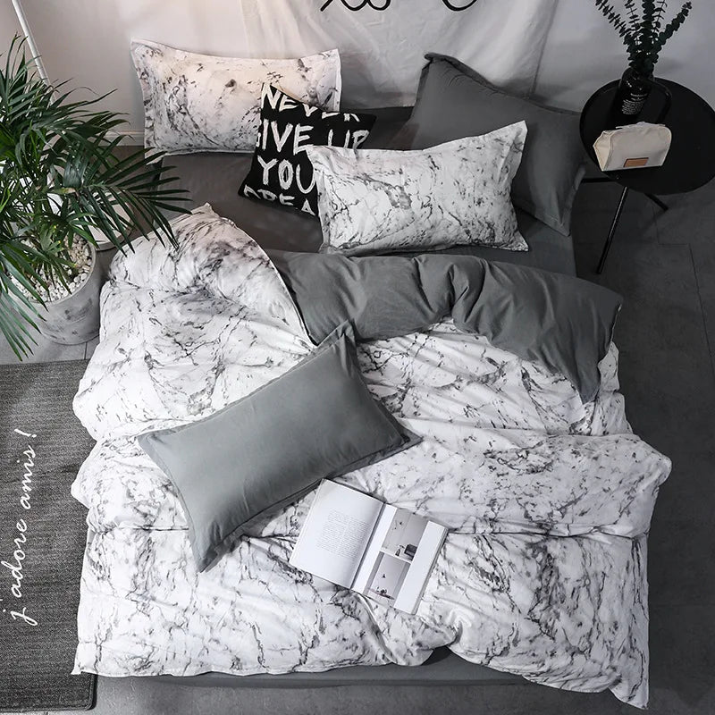 Housse De Couette - 3pcs Pour Couple Noir Et Blanc