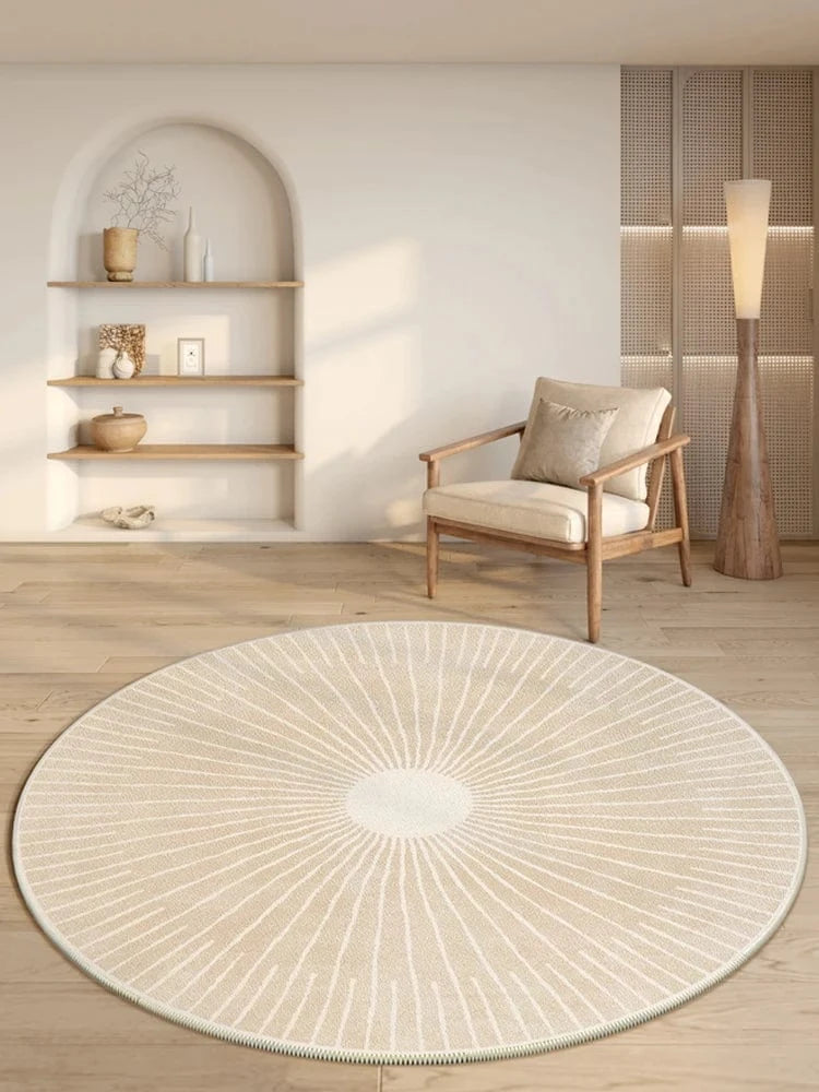 Canvanation M / 140x140CM Tapis Rond Moderne à Rayures – Super Doux Et Résistant Au Temps