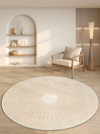 Canvanation M / 140x140CM Tapis Rond Moderne à Rayures – Super Doux Et Résistant Au Temps