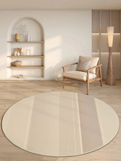Canvanation D / 140x140CM Tapis Rond Moderne à Rayures – Super Doux Et Résistant Au Temps