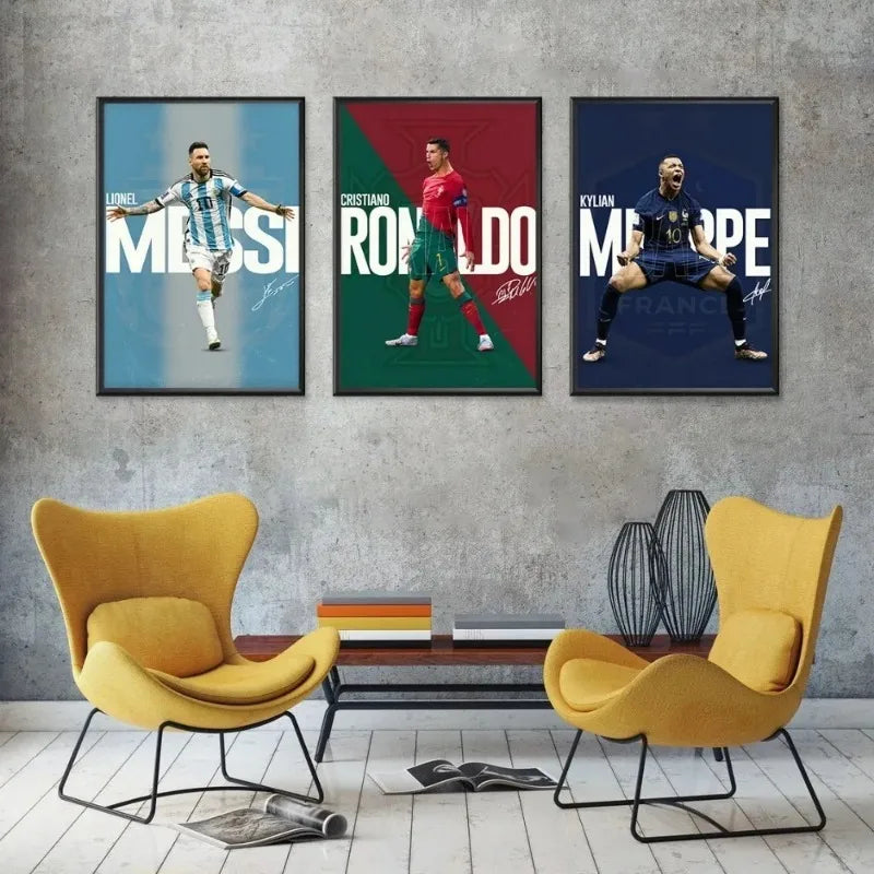 Affiche Joueurs De Football - Ronaldo Messi Neymar Mbappe