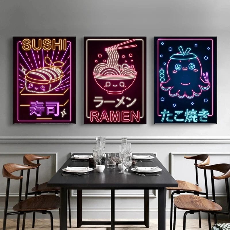 Affiche Japonais Neon Retro Nourriture Ramen