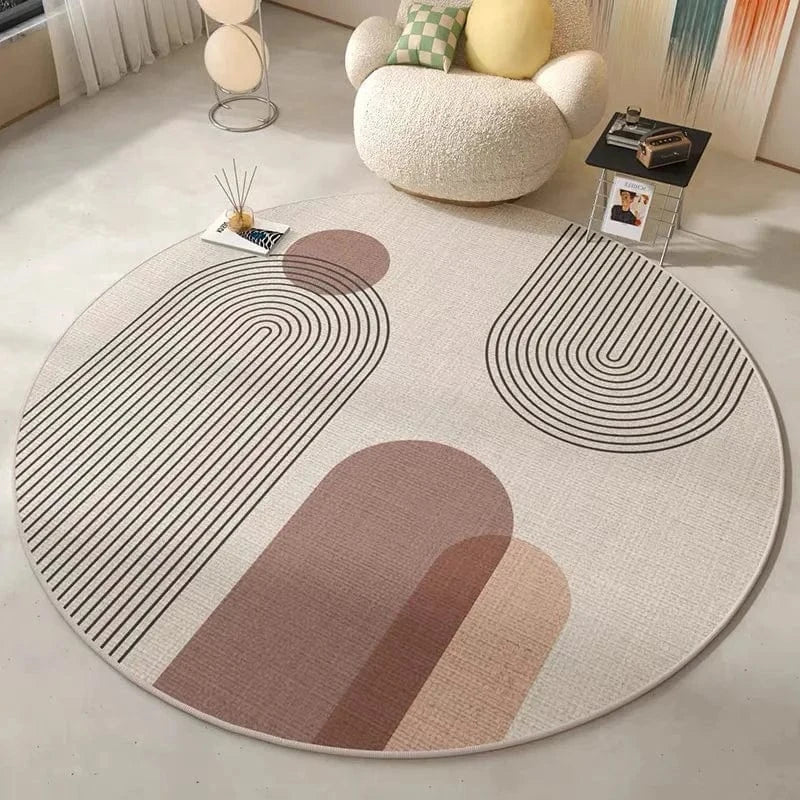 Canvanation SJR 7 / 100X100CM Tapis De Salon Rond - Style Bohème En Velours Cristal Super Doux