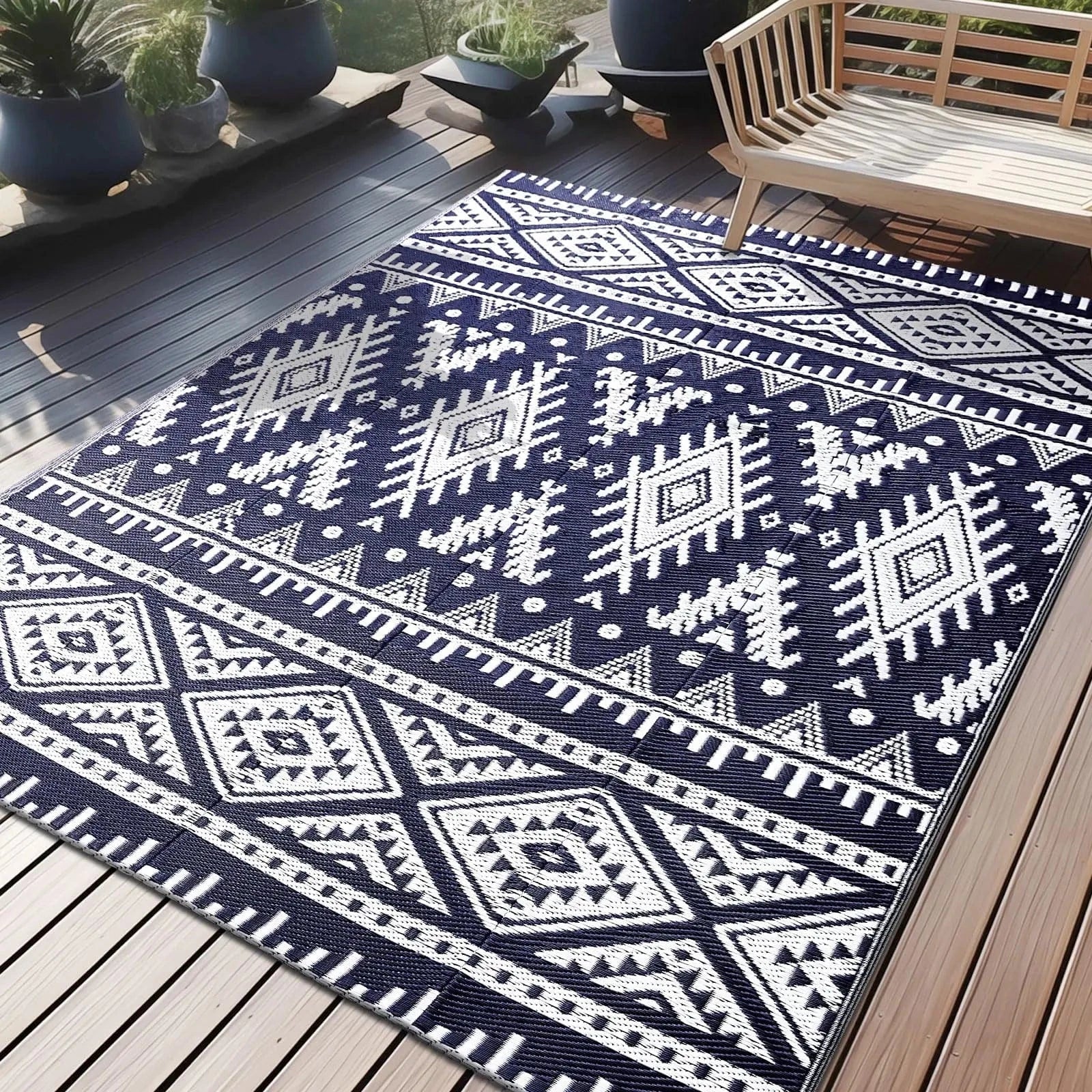 Canvanation Tapis Boho Rectangulaire – Motif Infini | Déco Bohème pour Salon, Chambre et Extérieur