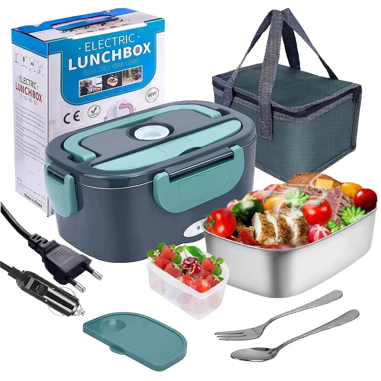 Canvanation Vert / EU Lunch Box Électrique Portable – Chauffage Rapide et Sécurisé