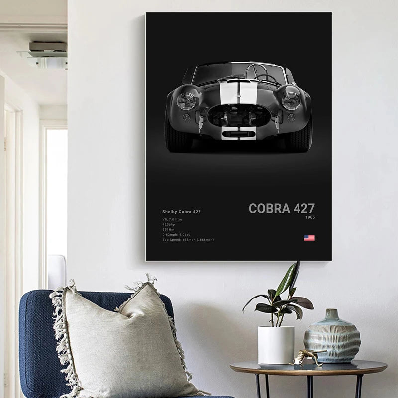 Affiche Voiture Noir Et Blanc Porsche