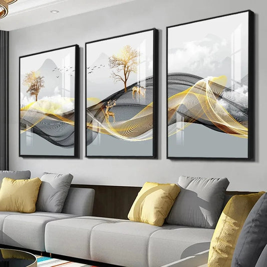 Canvanation Affiche 3 Pièces Abstrait Luxe