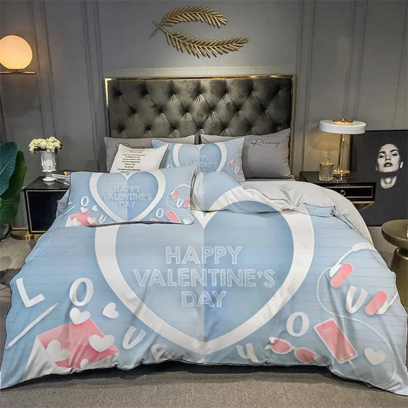 Canvanation Housse De Couette + Taies D'Oreillers - 3D Coeur