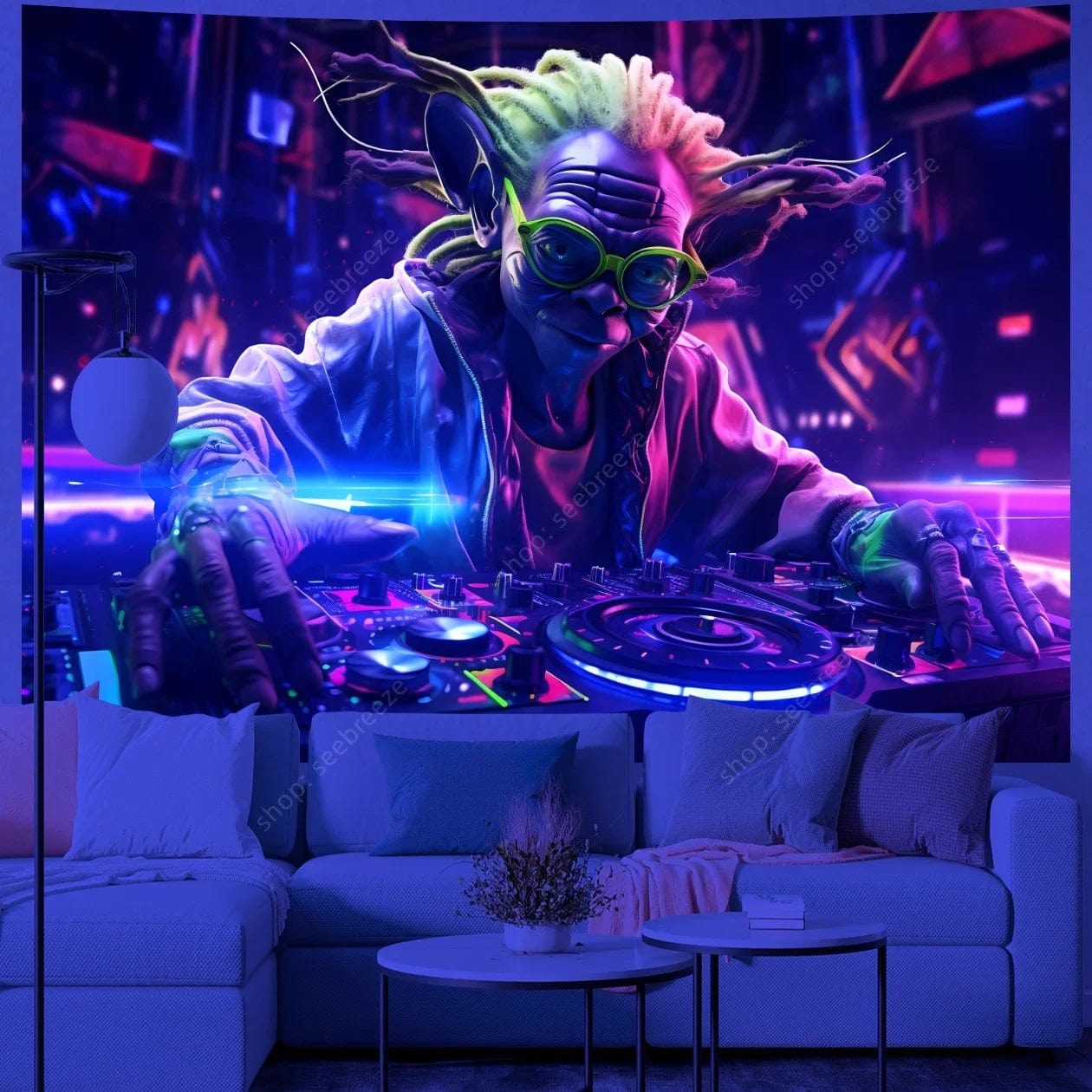 Canvanation WF0347 / 150x200cm Tapisserie  - Dj UV : Ajoutez une ambiance électrisante à votre intérieur