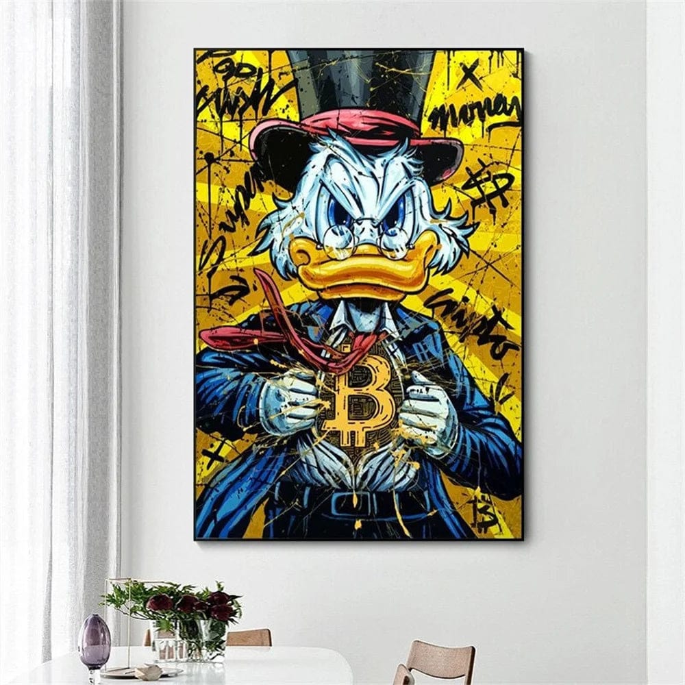 Affiche Street Art Bitcoin Crypto Picsou Donald