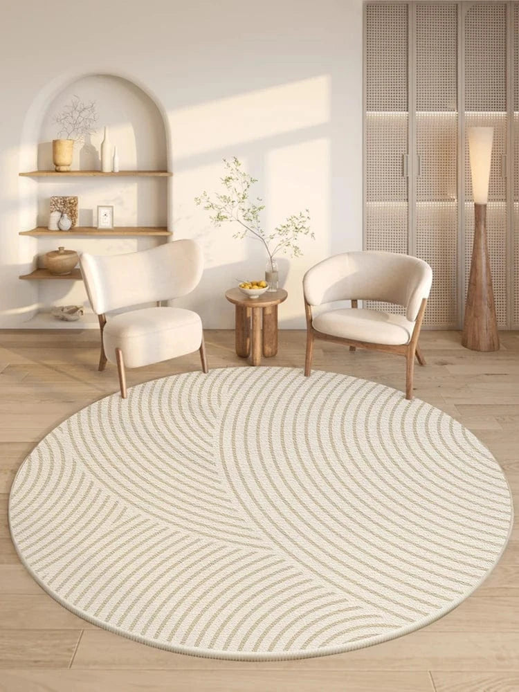 Canvanation E / 200x200CM Tapis Rond Moderne à Rayures – Super Doux Et Résistant Au Temps