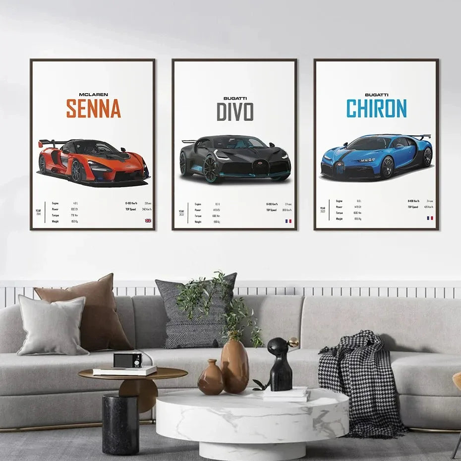 Affiche Voiture - Bugatti Konissegg McLaren Pagani