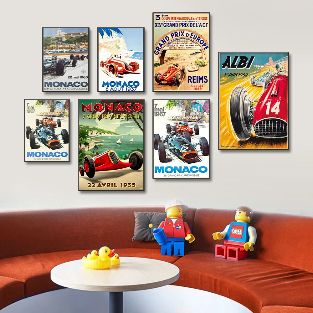 Affiche Vintage Voiture Monaco Prix F1