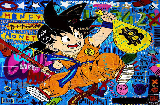 Poster Street Art Dragon Ball Z Sangoku Bitcoin