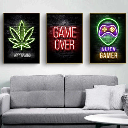 Affiche Neon Gaming Chambre