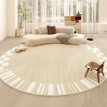 Canvanation 3 / Diametre 110cm-43in Tapis De Salon Rond Beige Salon