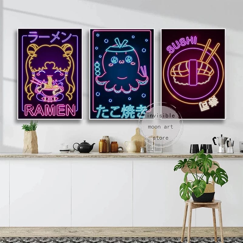 Affiche Japonais Neon Octopus